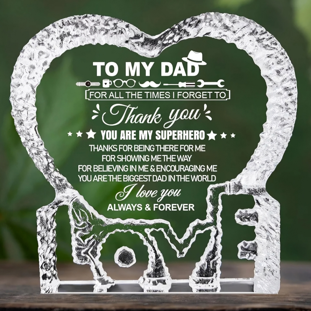 To My Dad Acrylic Heart Plaque Father's Day Gift from Daughter or Son